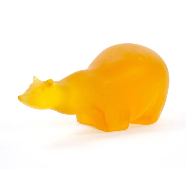 Mid-Century Modern Mid 20th Century Amber/ Orange Decorative Sculpture of a Bear For Sale - Image 3 of 10
