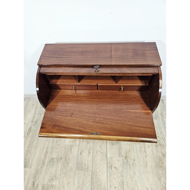 Walnut Cylinder-Roll-Top Secretary Desk, 1970s For Sale - Image 15 of 18