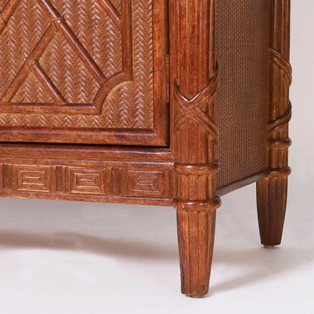 Carved Wood, Grasscloth, and Pen Shell Sideboard or Buffet For Sale - Image 10 of 11