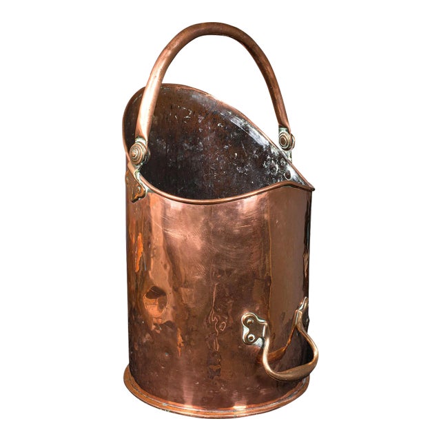 1850s Large Antique Victorian English Copper Country House Coal Bin For Sale