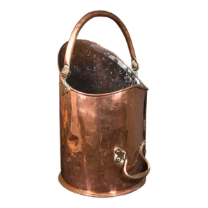 1850s Large Antique Victorian English Copper Country House Coal Bin