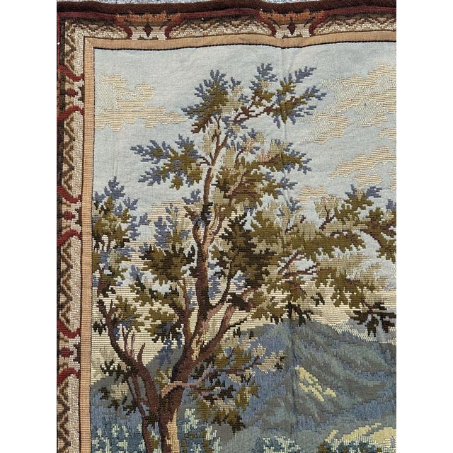 Vintage French By The Lake Jacquard Tapestry in the style of Aubusson, 1970s For Sale - Image 16 of 18
