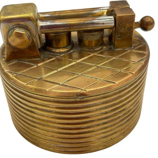 1950s Mid-Century "Brilux" for Dunhill Brass Lift-Arm Table Lighter, Switzerland For Sale - Image 5 of 11