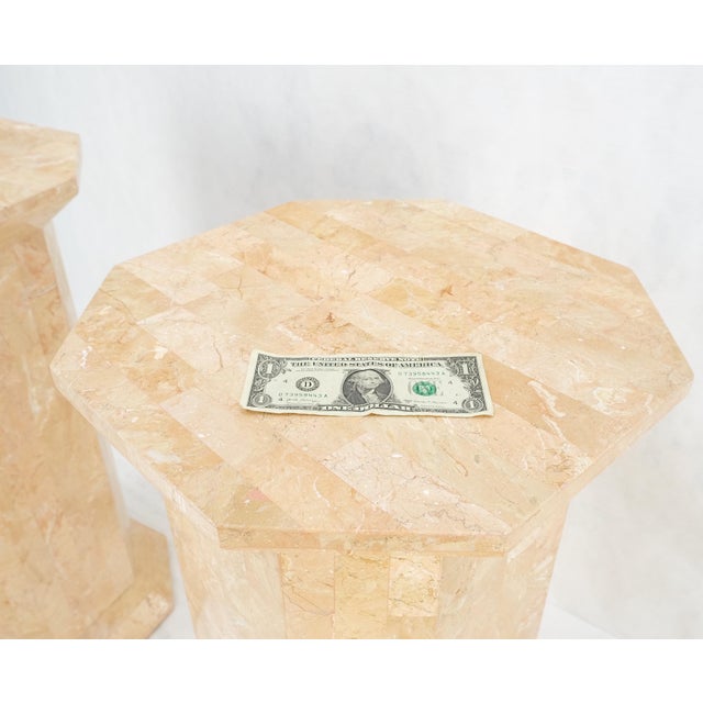Mid 20th Century Pair of Tessellated Stone Marble Columns Octagon Shape Pedestals Columns Mint! For Sale - Image 5 of 12