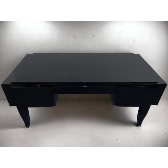 Black French Art Deco Black Lacquered Executive Desk, 1930s For Sale - Image 8 of 18