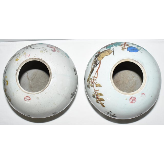 Pair Late 19th Century Chinese Ching Qing Dynasty Porcelain Vases Bird Flower Motif For Sale In Dallas - Image 6 of 12