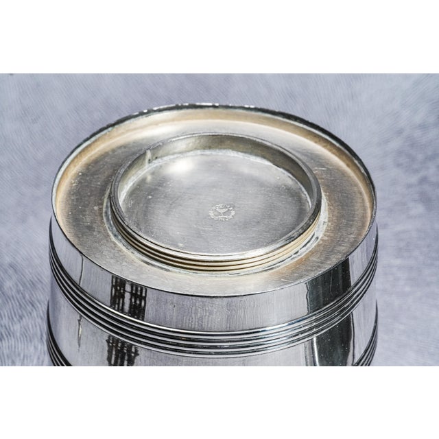 1960s Classic Vintage Mid Century Modern MCM Banded Silverplate Ice Bucket Barware Home Decor For Sale - Image 13 of 17