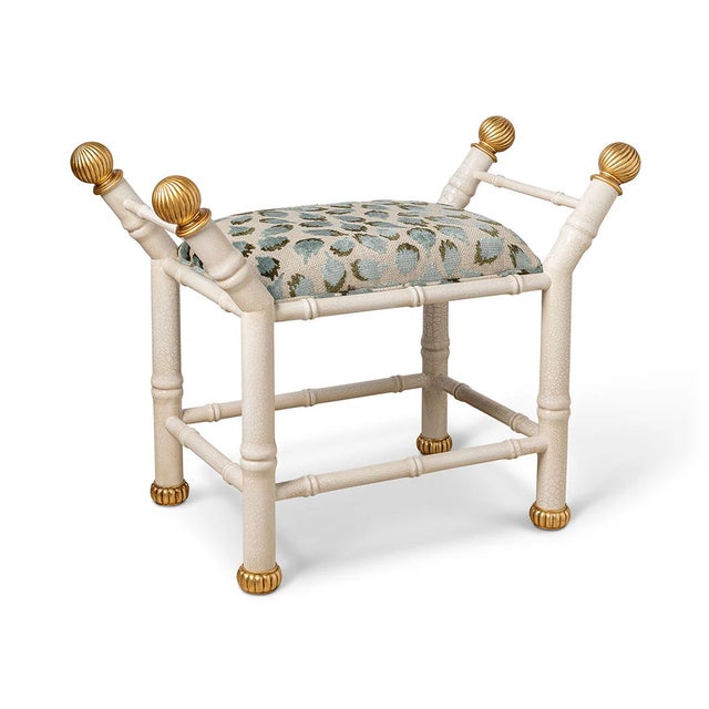 White Boca White Ocelot Celadon Bamboo Bench For Sale - Image 8 of 8