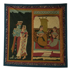 Hand Embroidered Indian Mythology Wall Hanging, 1980s