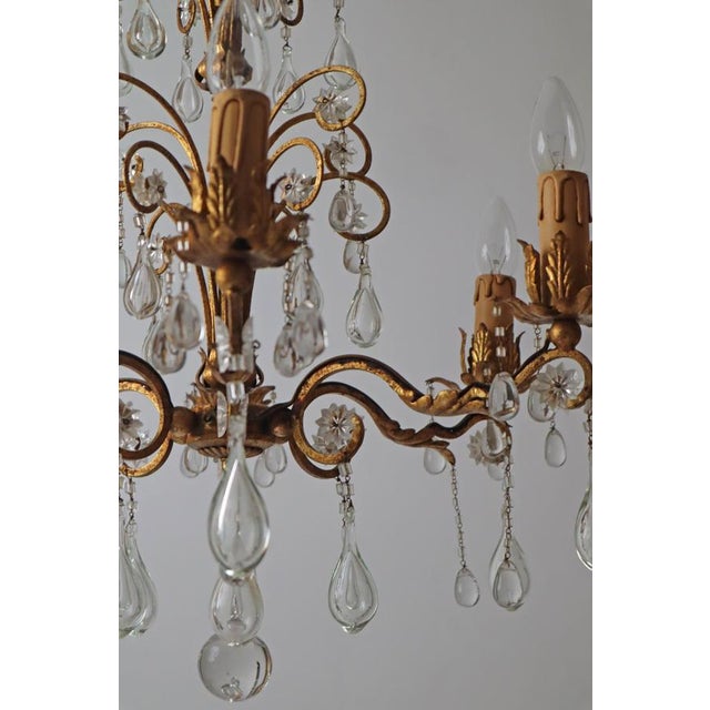 Hollywood Regency Golden Stars and Water Drops Chandelier, Italy, 1930s For Sale - Image 12 of 18