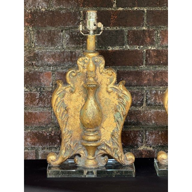 Uttermost 1990s Gold Leaf & Verdigris Newly Painted Table Lamps by Turtle and Crane - Hollywood Regency For Sale - Image 4 of 17