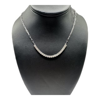 Diamond Tennis Link Necklace in 14kt White Gold – 3ctw, 19in, New For Sale