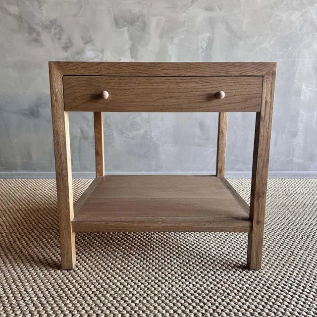 Mid-Century Modern White Oak Nightstand With Single Soft Close Drawer For Sale - Image 3 of 10