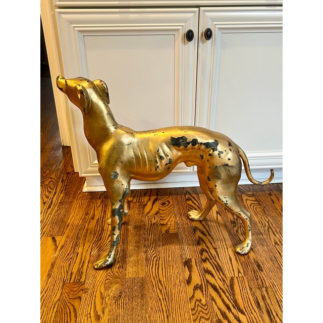 Vintage Pair Hollywood Regency MCM Whippet Greyhound Statues 21” T X 24”w Ea For Sale - Image 6 of 11