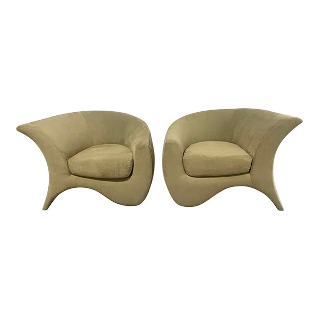 Pair of 1990s Vladimir Kagan Sculptural Hurricane Lounge/Club Chairs For Sale