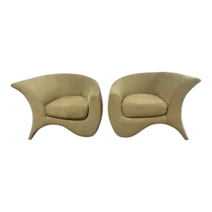 Pair of 1990s Vladimir Kagan Sculptural Hurricane Lounge/Club Chairs