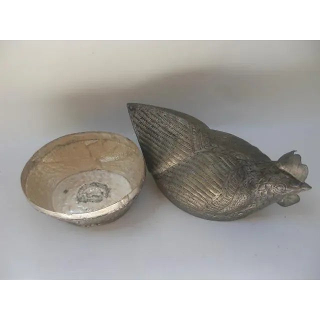 Metal Early 20th Century Silver Betel Nut Rooster Container For Sale - Image 7 of 9