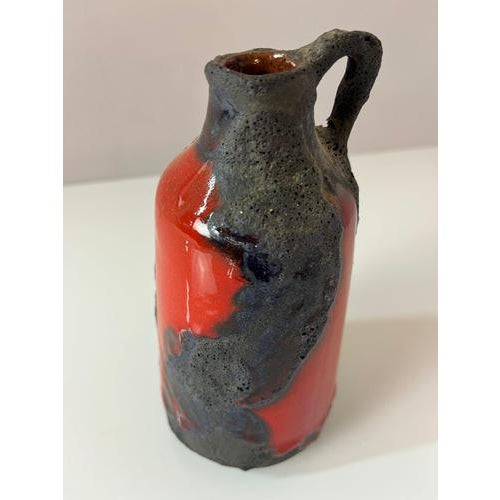 Red and Brown Fat Lava Vase from Marei Keramik For Sale - Image 10 of 11
