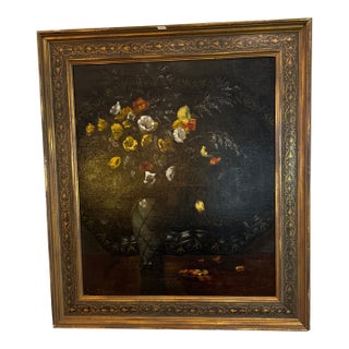 Antique English Still Life Painting With Flowers by Mabel.B.Messer For Sale