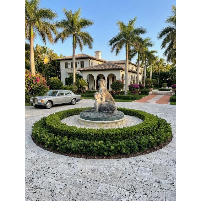 1980s Cast Marble Sculpture of Two Hunting Dogs on a Round Base For Sale - Image 12 of 12