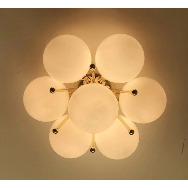 Not Yet Made - Made To Order Sakura Polished Brass Glossy White Murano Globe Flush Mount by Fabio LTD For Sale - Image 5 of 7