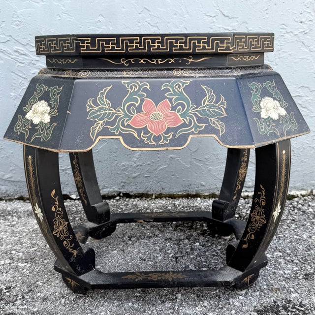 Vintage Chinese Hand Painted Low Stool/Side Table For Sale In West Palm - Image 6 of 7