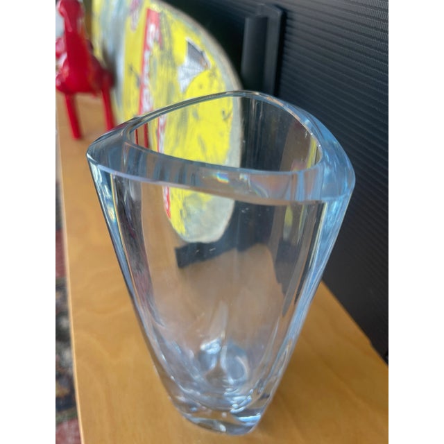Vintage Scandinavian Danish Art Glass Vase Strömberg StrömbergStrömbergshyttan Triangle For Sale In Las Vegas - Image 6 of 11