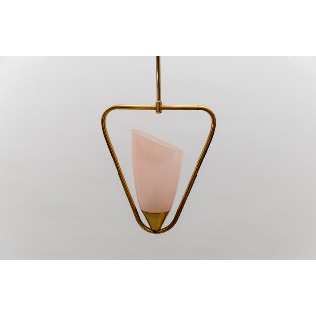 Mid-Century Modern Pendant Lamp in Glass and Brass, 1950s For Sale - Image 6 of 15