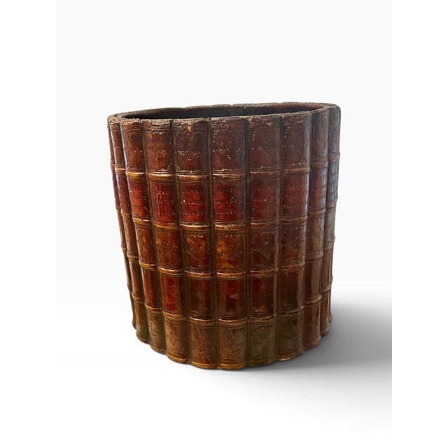 Mid 20th Century Mid 20th Century Trompe l'Oeil Book Spine Waste Basket For Sale - Image 5 of 10