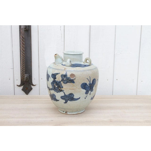 Antique Repaired Floral & Butterfly Jar For Sale - Image 10 of 10