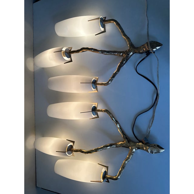 Vintage Bronze-Gold Three-Light Wall Sconces from Arlus, 1960s, Set of 2 For Sale - Image 13 of 18