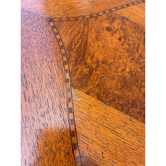 1990s Thomasville Fine Burl End Side Table Parque Top Jacobean Style British Gentry For Sale - Image 13 of 14
