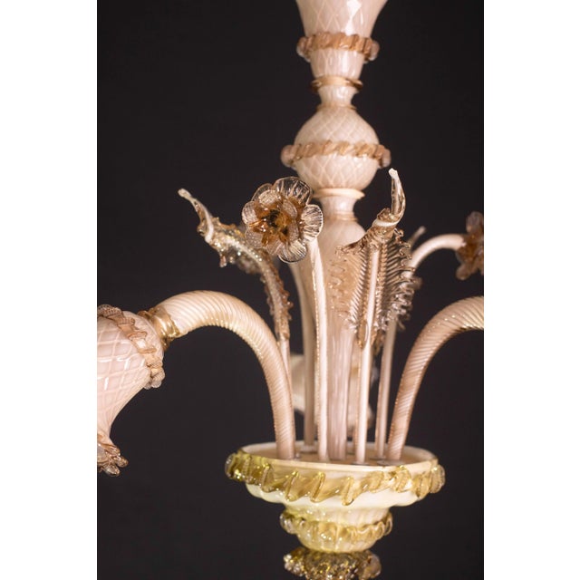 Italian Vintage Venetian Bicolor Chandelier, Murano Glass, 1950s For Sale - Image 3 of 11