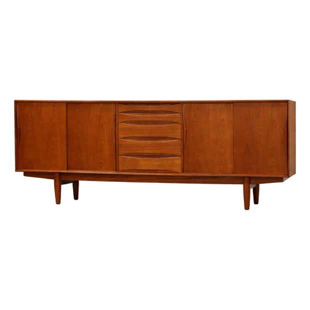 1960s Refinished Arne Vodder for Skovby 86” Teak Credenza For Sale