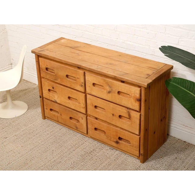 American Mid 20th Century Pine Rustic Primitive Six Drawer Dresser For Sale - Image 3 of 8