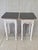Antique Pine Nightstands Painted White With Gray Banding and Black Tops - A Pair For Sale - Image 14 of 17