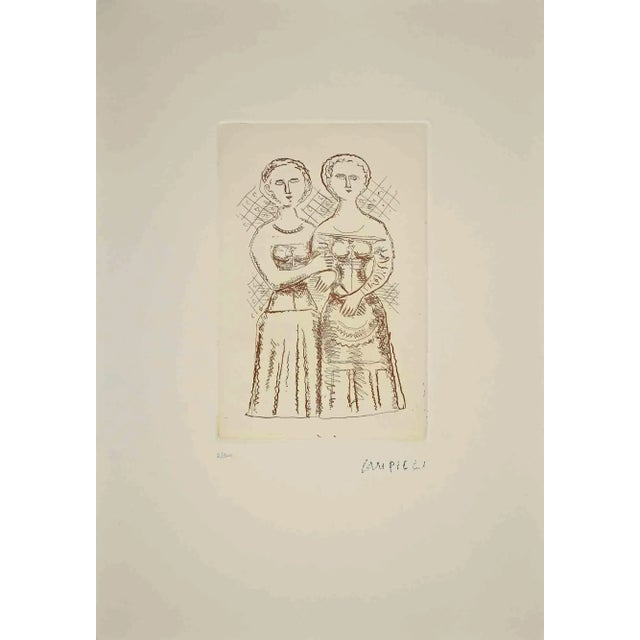 The two women is an print realized by Massimo Campigli in the 1970/1971s. Beautiful etching and drypoint on paper. This...