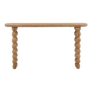 Tulum Rounded Wood Orb Leg Console Table For Sale