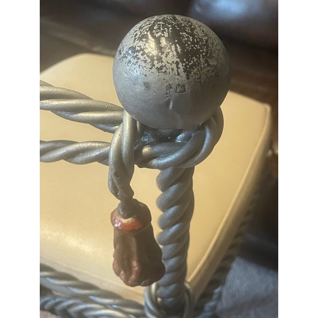 Pair Vintage Napolean III Style Rope Twist Iron Stools For Sale - Image 9 of 9