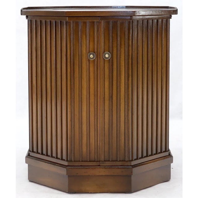 Two Doors Compartment Cabinet Octagon Shape Side Occasional End Table Pedestal For Sale - Image 4 of 11