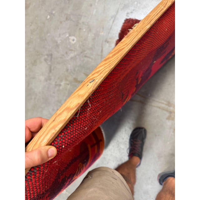 1970s Danish Viking Rya wall rug by Ege Rya Taepper Deluxe, Denmark. This high-pile textile features a scene of Viking...