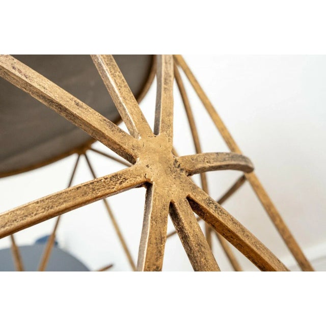 Mid 20th Century Antiqued Gold Leaf Wrought Iron and Granite Side Table For Sale - Image 5 of 11