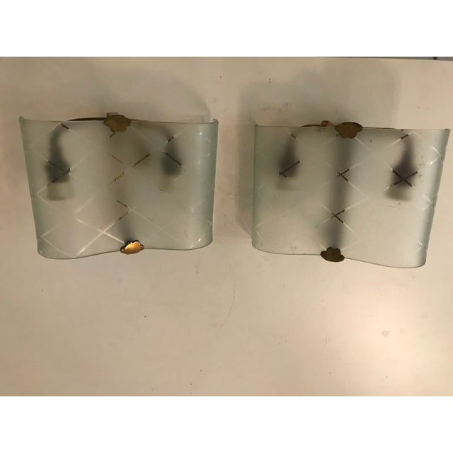 1940s Glass Sconces, 1940s, Set of 2 For Sale - Image 5 of 5