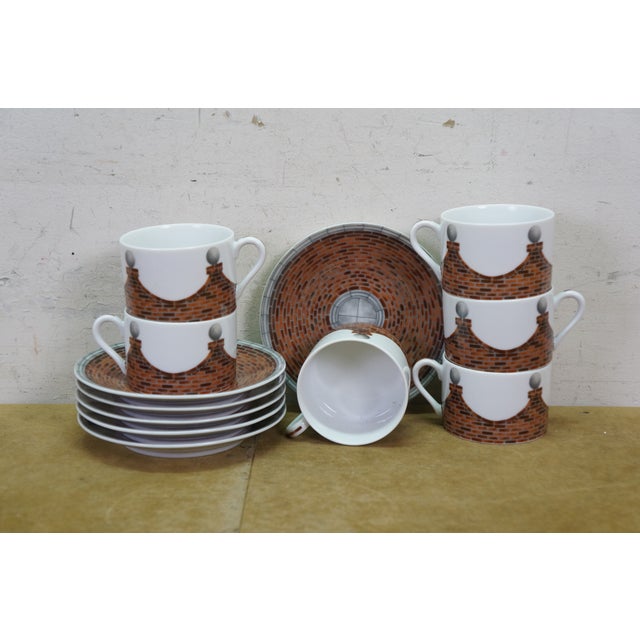 1980s Taitu Palladio Emilio Bergamin Architectural Brick China Dinner Service - 55 Pcs For Sale - Image 11 of 12