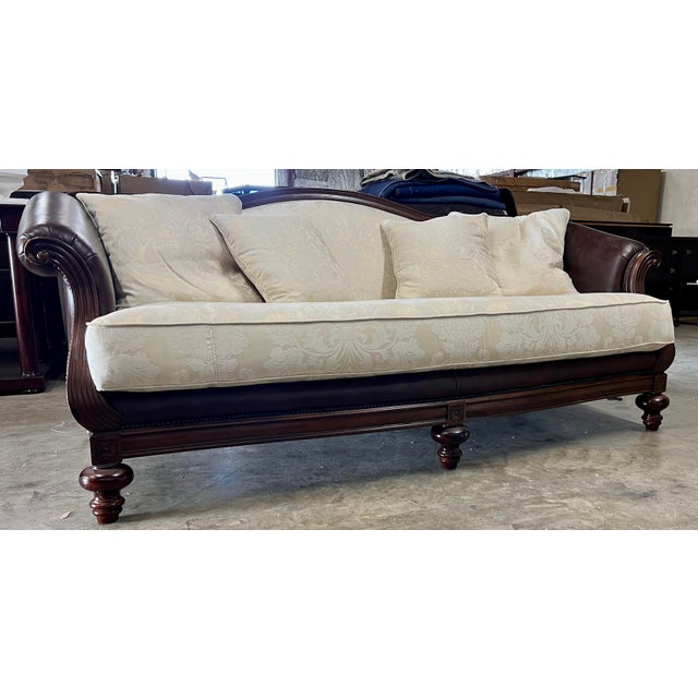 Thomasville Furniture Ernest Hemingway Leather and Fabric Camel Back