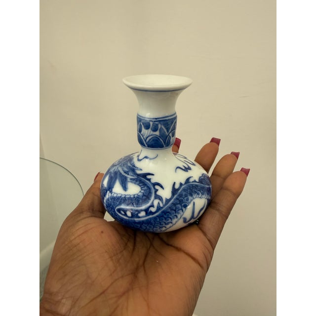 Antique blue and white porcelain, hand painted vase with Dragon design. Vase looks to be from Ming or Qing Dynasty....