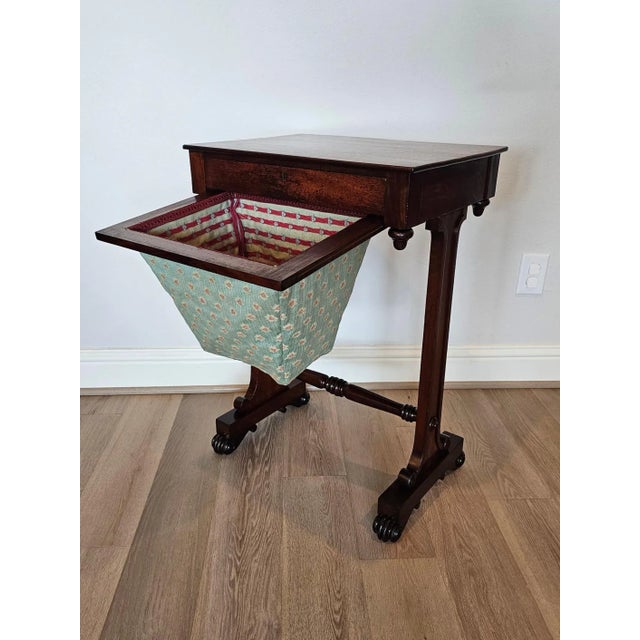 Mid 19th Century Antique English William IV Period Rosewood Mahogany Sewing Stand For Sale - Image 5 of 13
