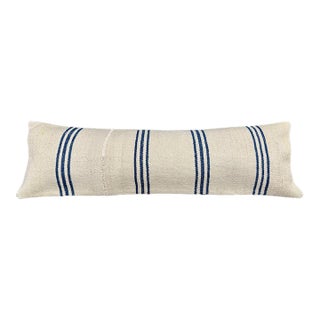 Turkish Hemp Pillow Cushion Natural Beige Blue Cushion Cover 14x45 For Sale