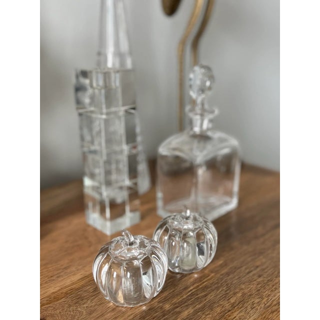 Glass Vintage Shannon Crystal Pumpkin Salt and Pepper Shaker Set For Sale - Image 7 of 8