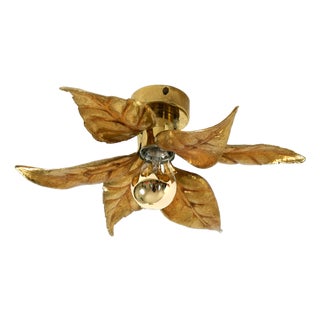 Vintage Florentine-Style Brass Ceiling Lamp by Willy Daro for Massive, Belgium, 1970s For Sale
